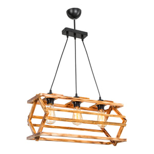 Kettering lampa wisząca z litego drewna 2xE27 / 3xE27 czarny / wygląd drewna w różnych rozmiarach [lux.pro]