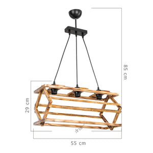 Kettering lampa wisząca z litego drewna 2xE27 / 3xE27 czarny / wygląd drewna w różnych rozmiarach [lux.pro]