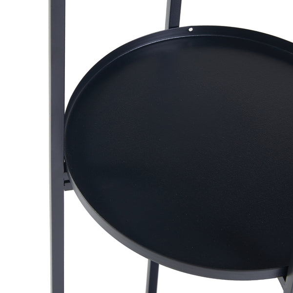 Stojak na rośliny Tuusula z półkami metalowy czarny [en.casa]