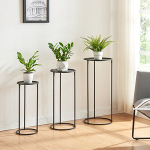 Stojak na rośliny Nesodden zestaw 3 sztuk metal czarny [en.casa] - premiumXL