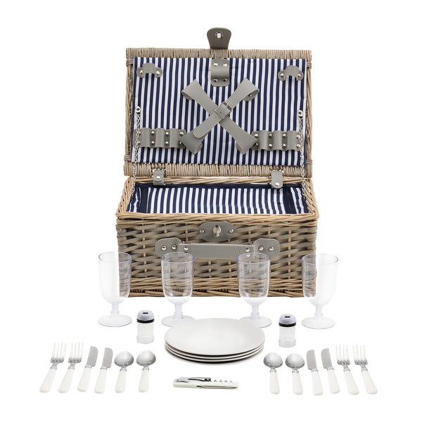 Kosz piknikowy z zestawem sztućców dla 2/4 osób w różnych kolorach kolory casa.pro