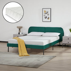 Łóżko tapicerowane Porvoo z materacem [en.casa]