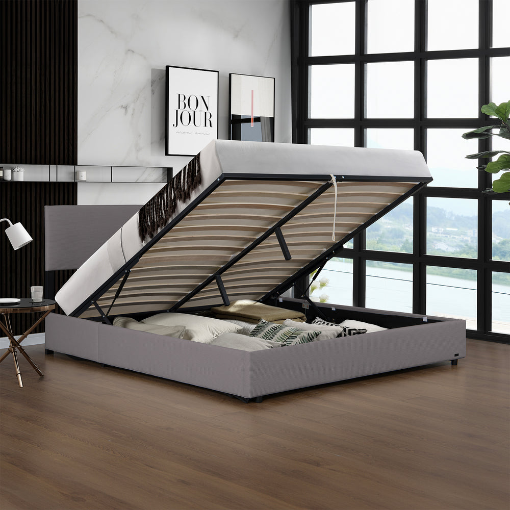 Łóżko tapicerowane Juva Cord ze stelażem z listew Corium