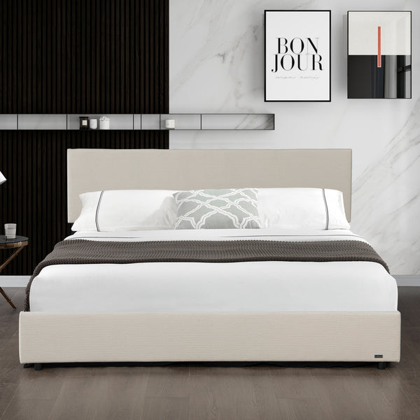 Łóżko tapicerowane Juva z materacem i podstawą łóżka Corium