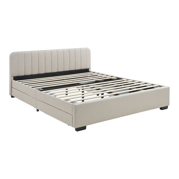 Łóżko tapicerowane Nofrenna z 4 szufladami na pościel [en.casa]