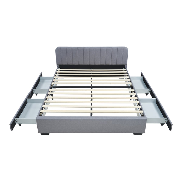 Łóżko tapicerowane Nofrenna z 4 szufladami na pościel [en.casa]