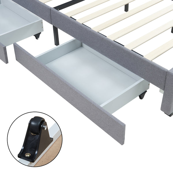 Łóżko tapicerowane Nofrenna z 4 szufladami na pościel [en.casa]