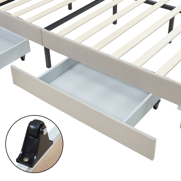 Łóżko tapicerowane Nofrenna z materacem lnianym [en.casa]