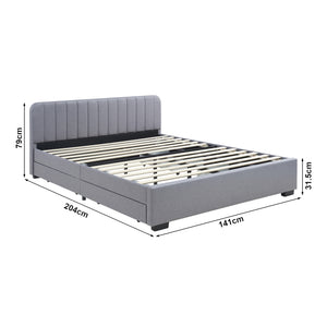 Łóżko tapicerowane Nofrenna z lnianym materacem [en.casa]