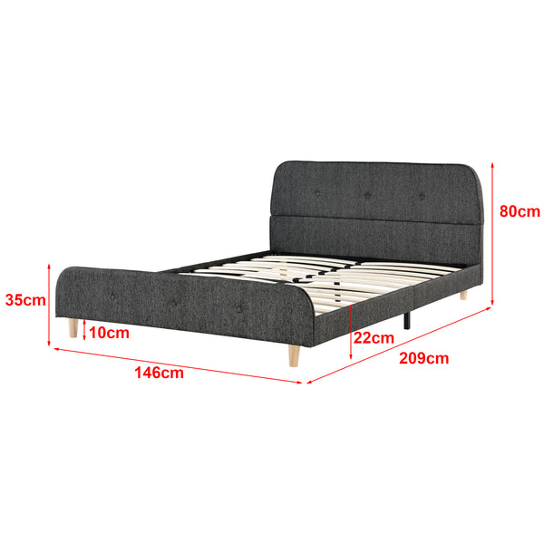 Łóżko tapicerowane Silkeborg z materacem ze sztucznej skóry/lnu w różnych rozmiarach i kolorach [en.casa]