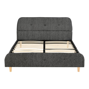 Łóżko tapicerowane Silkeborg z materacem ze sztucznej skóry/lnu w różnych rozmiarach i kolorach [en.casa]