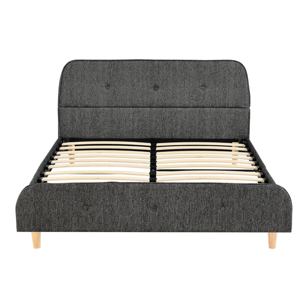 Łóżko tapicerowane Silkeborg z materacem ze sztucznej skóry/lnu w różnych rozmiarach i kolorach [en.casa]