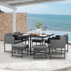 Zestaw mebli ogrodowych z polirattanu Tarragona dla 8 osób w różnych kolorach en.casa
