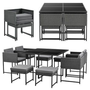Zestaw mebli ogrodowych z polirattanu Tarragona dla 8 osób w różnych kolorach en.casa