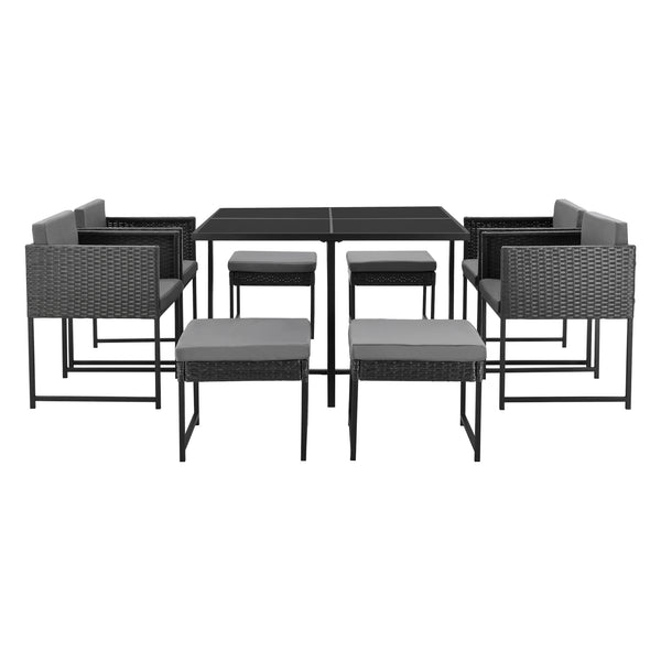 Zestaw mebli ogrodowych z polirattanu Tarragona dla 8 osób w różnych kolorach en.casa