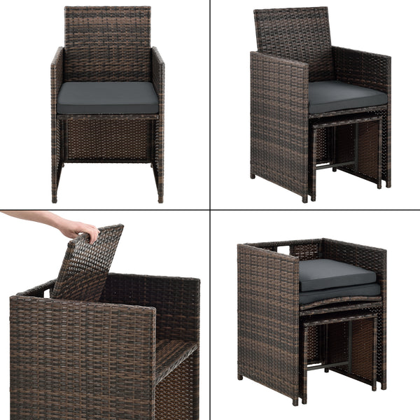 Polirattanowa grupa wypoczynkowa Laredo XL różne kolory Kolory [en.casa]