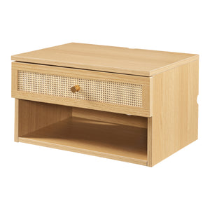 Eiker półka ścienna z szufladą 40x32x23 cm rattan [en.casa]