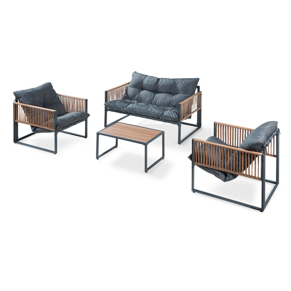 Zestaw mebli wypoczynkowych Karg 4-częściowy [casa.pro]