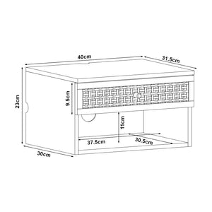 Eiker półka ścienna z szufladą 40x32x23 cm rattan [en.casa]