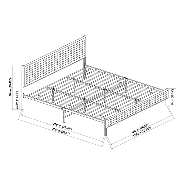 Metalowe łóżko Linköping z prostokątnym zagłówkiem [en.casa]