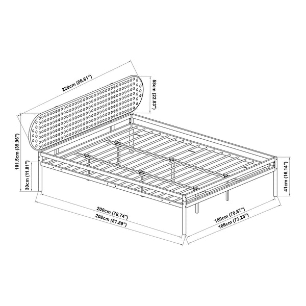 Metalowe łóżko Linköping z owalnym zagłówkiem i materacem [en.casa]
