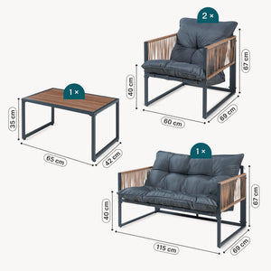 Zestaw mebli wypoczynkowych Karg 4-częściowy [casa.pro]
