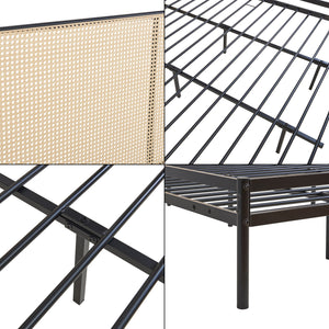 Metalowe łóżko Linköping z owalnym zagłówkiem i materacem [en.casa]