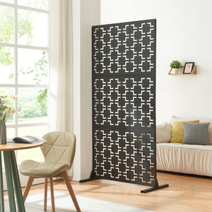 Indoor Trennwand Aaskis Stahl 200x100x50 cm Schwarz [casa.pro] - premiumXL