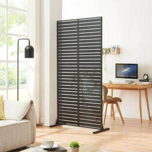 Indoor Trennwand Trolu Stahl 200x100x50 cm Schwarz [casa.pro] - premiumXL