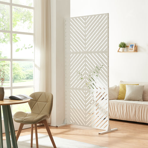 Indoor Trennwand Kekan Stahl 200x100x50 cm Weiß [casa.pro] - premiumXL