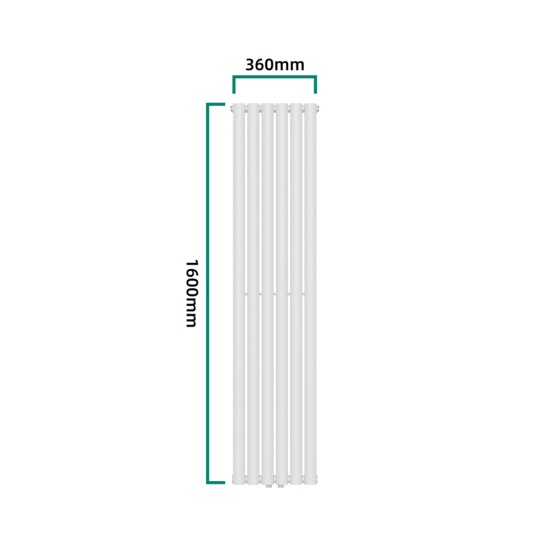 Szkic wymiarowy Designerski grzejnik rurowy Nore White 160x36cm dwuwarstwowy 1198W [neu.haus]