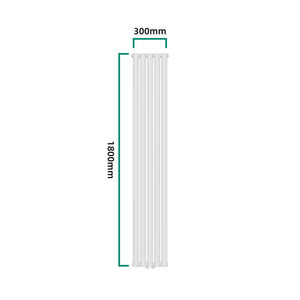 Designerski grzejnik rurowy Nore White 180x30cm dwuwarstwowy 1122W [neu.haus]