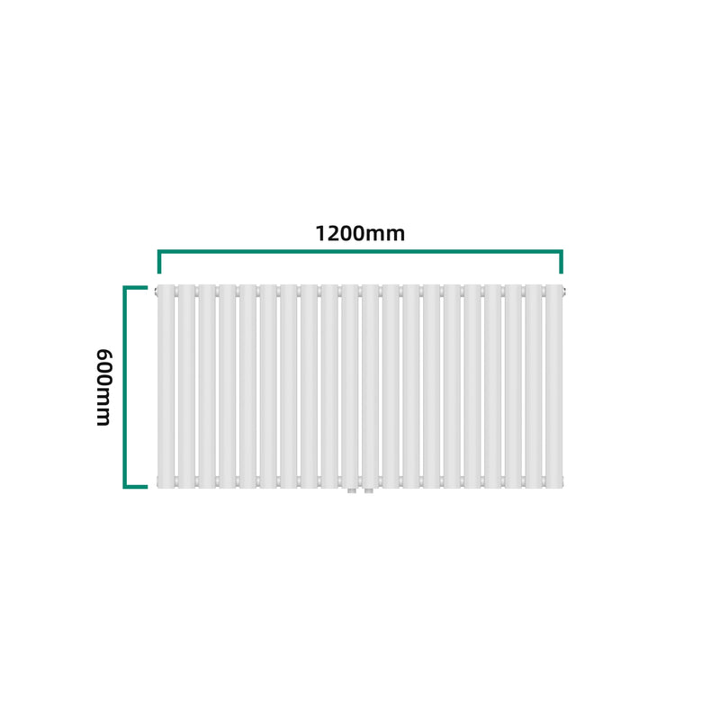 Szkic wymiarowy Designerski grzejnik rurowy Nore Biały 60x120cm Jednowarstwowy 857W [neu.haus]