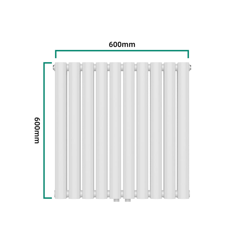 Szkic wymiarowy Designerski grzejnik rurowy Nore White 60x60cm dwuwarstwowy 800W [neu.haus]