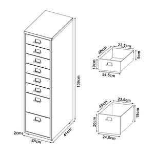 Mobilny kontenerek Kökar z 8 szufladami 109x28x41 cm [en.casa]