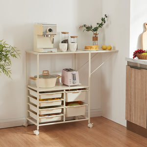 Wózek Sørfold z pudełkami 100x37x85cm Biały [en.casa]