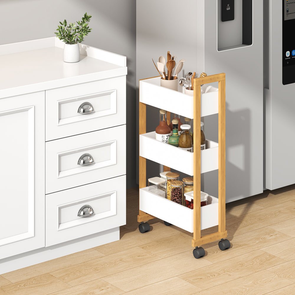 Wózek transportowy Varulta 80x41x20 cm Naturalny/Biały [en.casa]