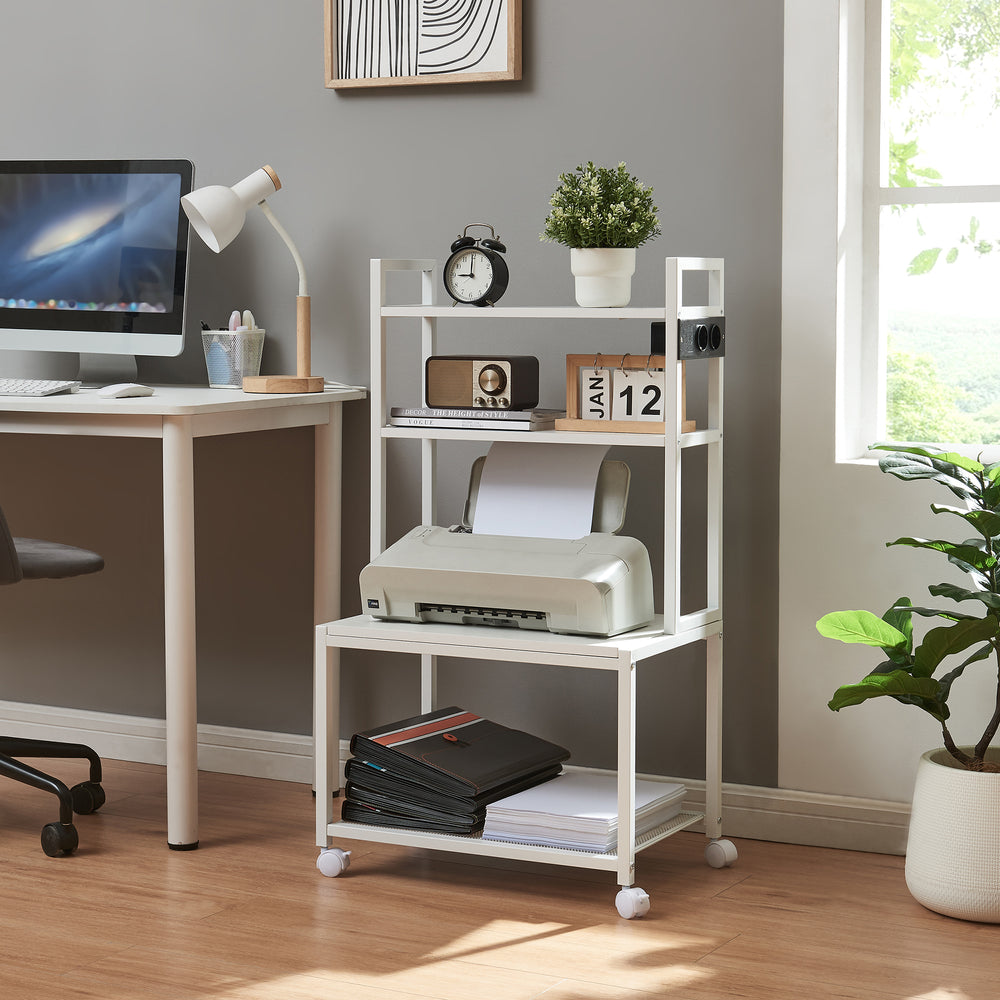 Rollbarer Druckertisch Svanaldsvipp 100x55x38 cm cm Weiß [en.casa] - premiumXL