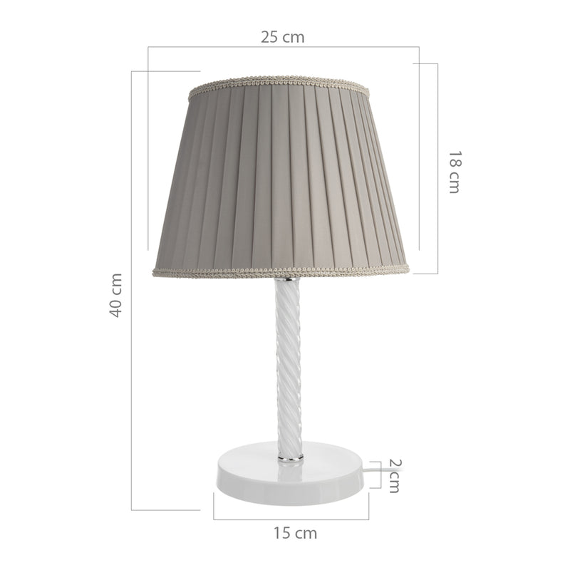 Szkic wymiarowy Kilbride lampa stołowa E27 metal szkło tkanina w różnych kolorach [lux.pro]