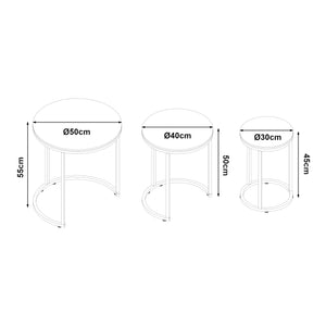 Zestaw 3 stolików Bornholm w różnych kolorach. kolory [en.casa]