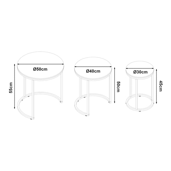 Zestaw 3 stolików Bornholm w różnych kolorach. kolory [en.casa]