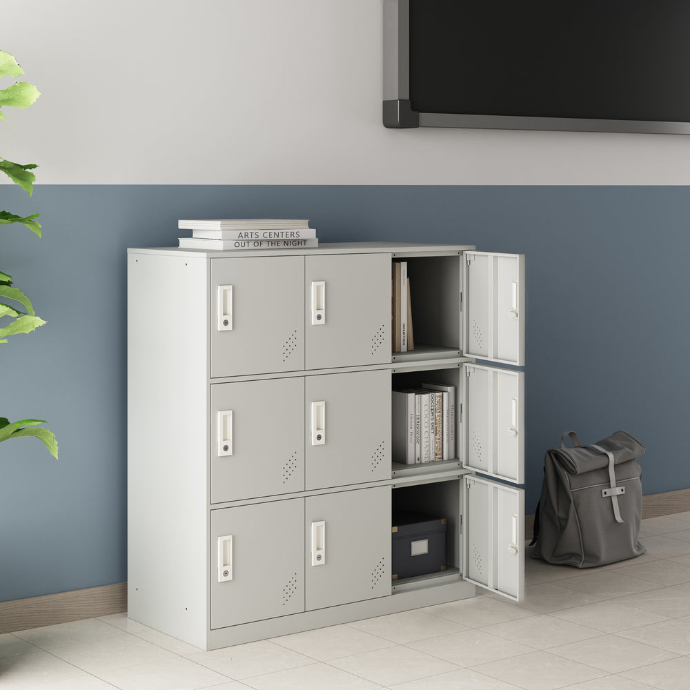 Schließfachschrank Rautavaara mit 4/6/9 Türen Lichtgrau [en.casa] - premiumXL