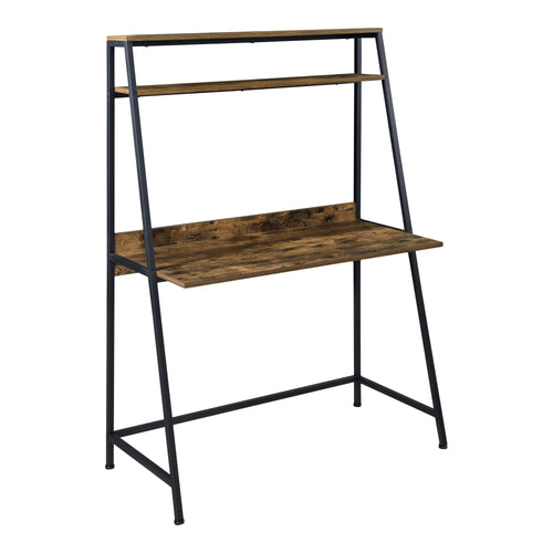 Biurko Alvdal 143x105x51cm z 2 półkami Czarny Ciemny odcień drewna [en.casa]