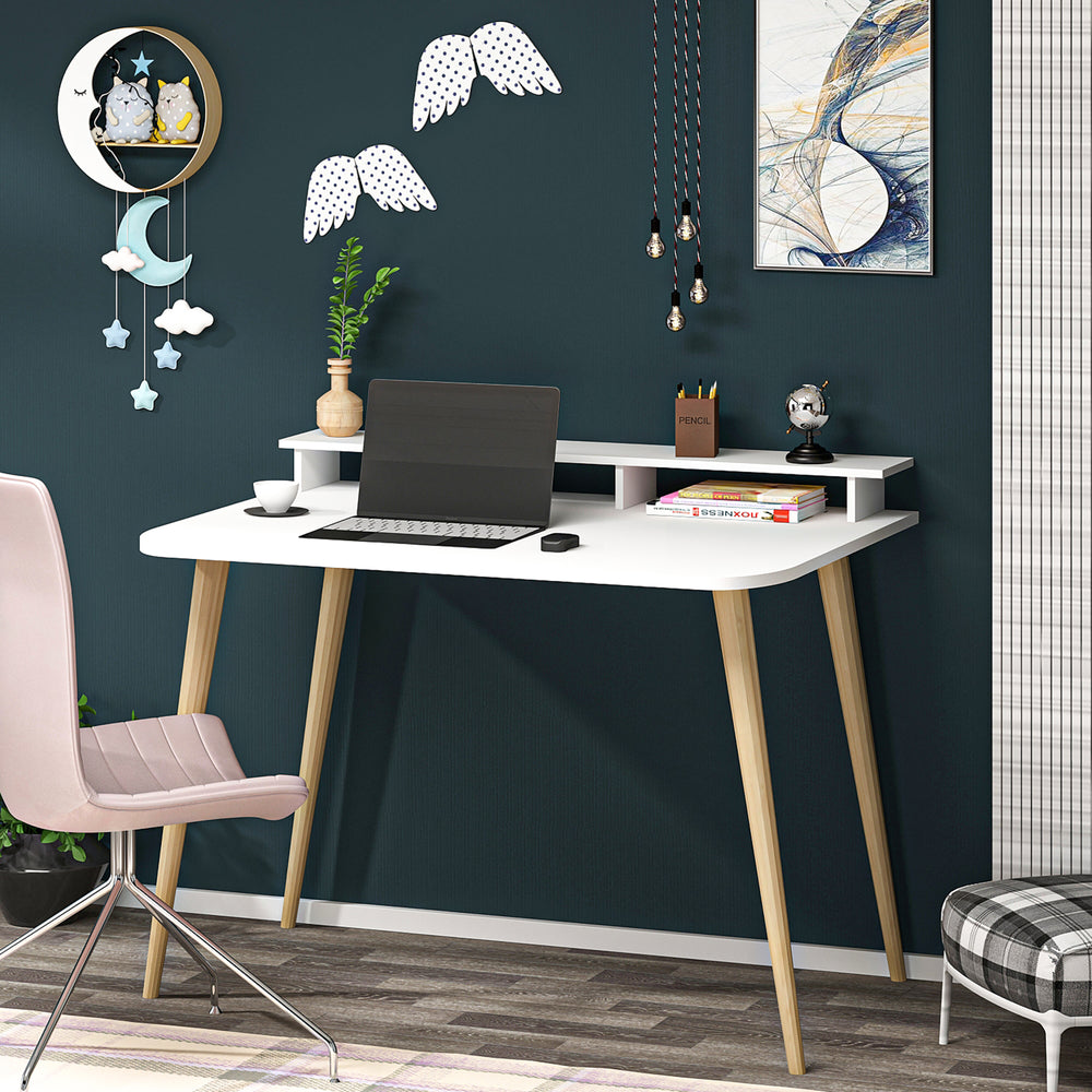 Biurko Östhammar z blatem w kolorze białym [en.casa]