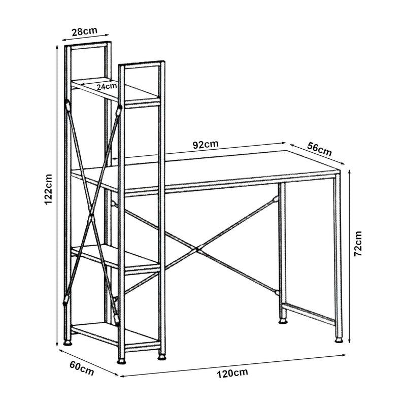 Szkic wymiarowy Biurko Stavanger 120x60x122 cm [en.casa]