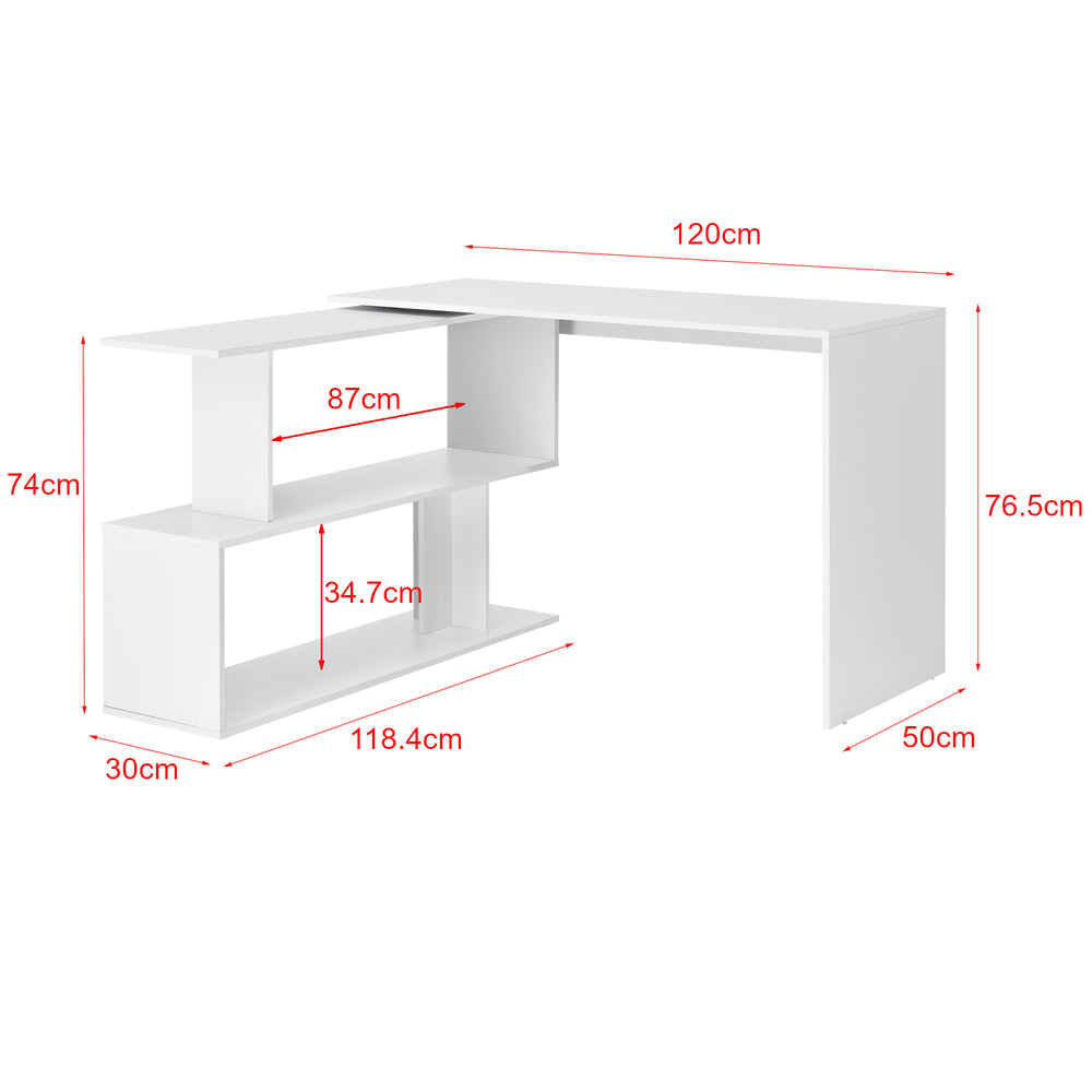 Schreibtisch Arendal mit Regal L - förmig Dunkelgrau/Weiß en.casa - premiumXL