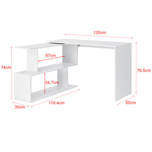 Biurko Arendal z półką w kształcie litery L ciemnoszare/białe en.casa