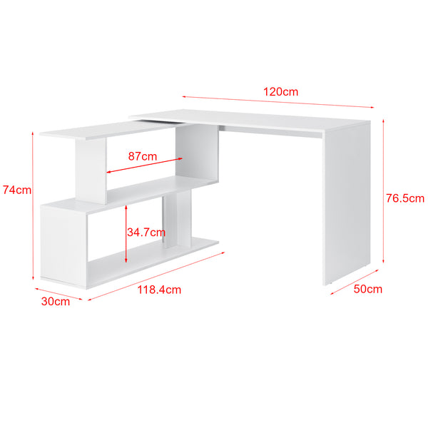 Biurko Arendal z półką w kształcie litery L ciemnoszare/białe en.casa