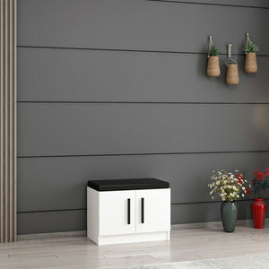 Ławka na buty Fjends z 2 drzwiami i 3 półkami Biała [en.casa]