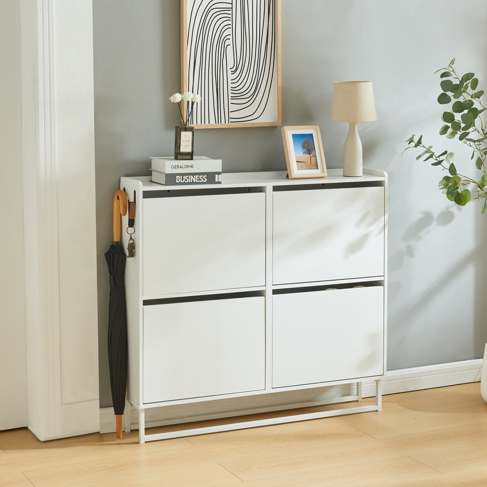 Ylitornio szafka na buty 91,5x100x19 cm biała [en.casa]